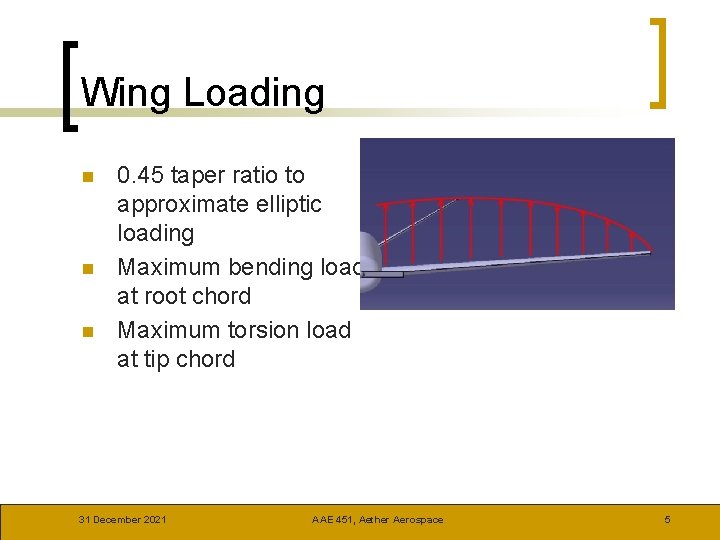 Wing Loading n n n 0. 45 taper ratio to approximate elliptic loading Maximum
