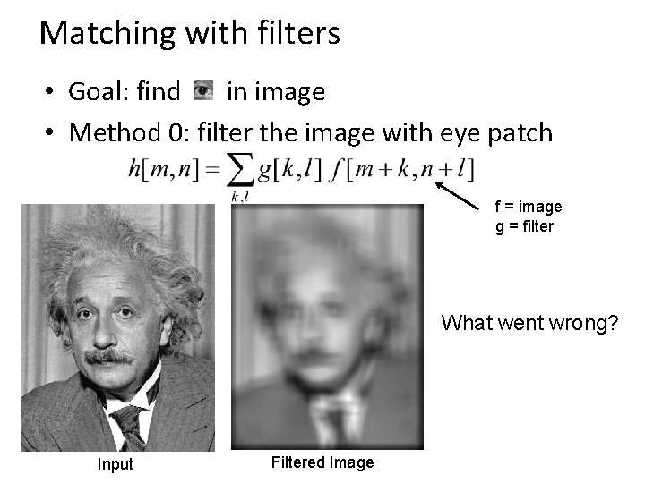 Matching with filters • Goal: find in image • Method 0: filter the image