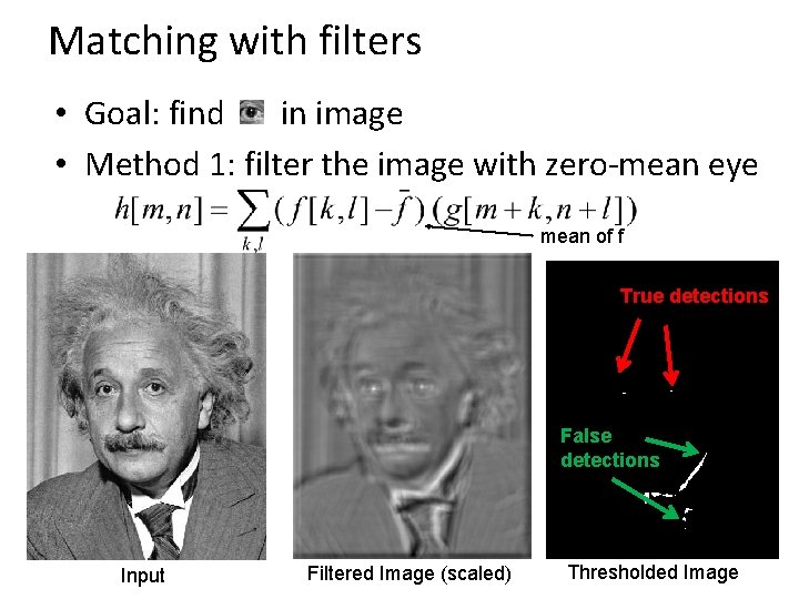 Matching with filters • Goal: find in image • Method 1: filter the image