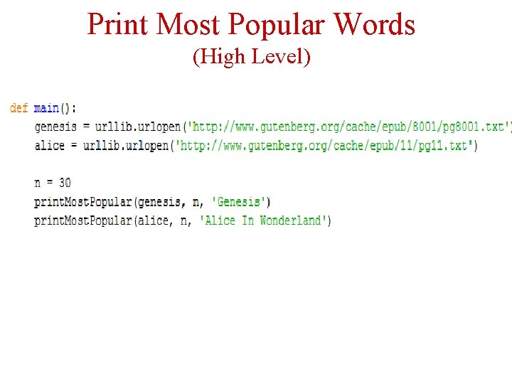 Print Most Popular Words (High Level) 