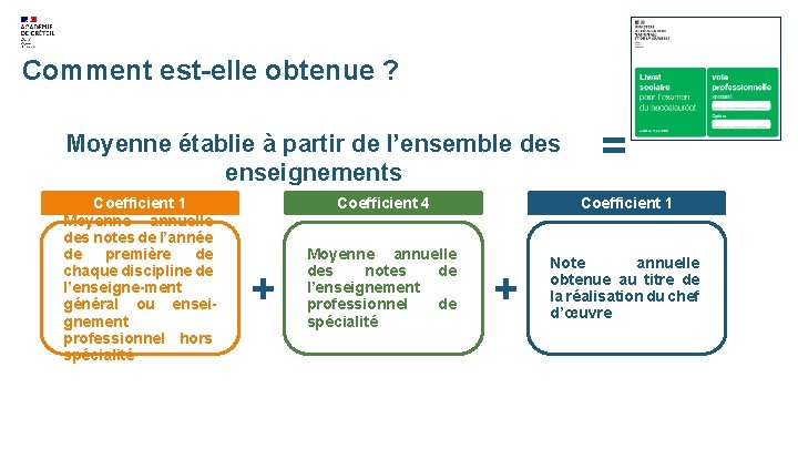 Comment est-elle obtenue ? Moyenne établie à partir de l’ensemble des enseignements Coefficient 1