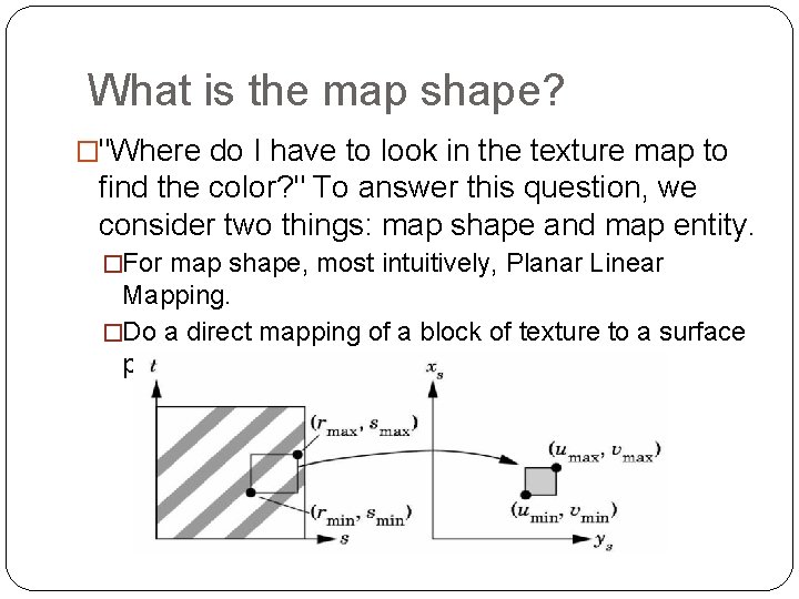 What is the map shape? �"Where do I have to look in the texture