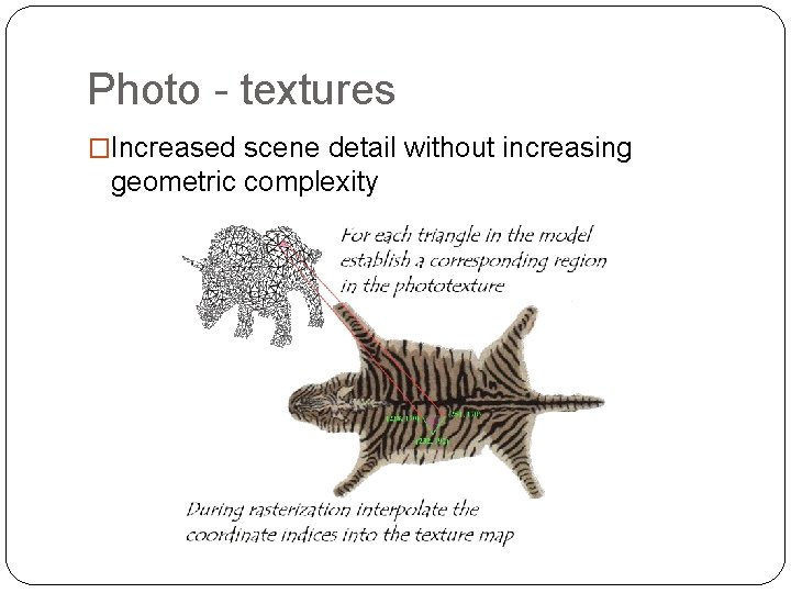Photo - textures �Increased scene detail without increasing geometric complexity 