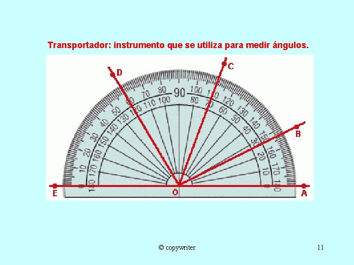 Transportador: instrumento que se utiliza para medir ángulos. © copywriter 11 