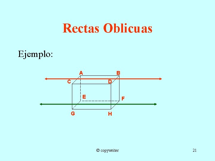 Rectas Oblicuas Ejemplo: A B D C E G F H © copywriter 21
