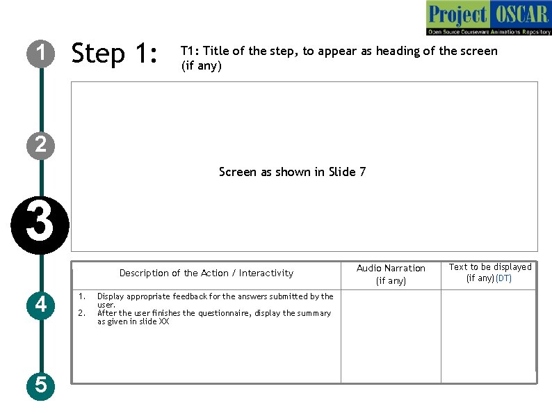 1 Step 1: T 1: Title of the step, to appear as heading of