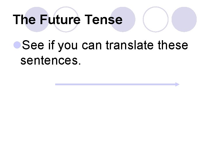 The Future Tense l. See if you can translate these sentences. 