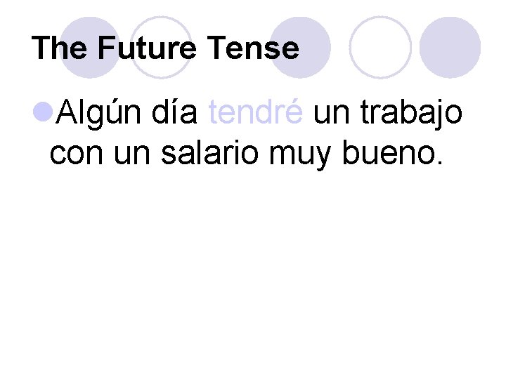The Future Tense l. Algún día tendré un trabajo con un salario muy bueno.