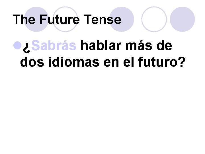 The Future Tense l¿Sabrás hablar más de dos idiomas en el futuro? 