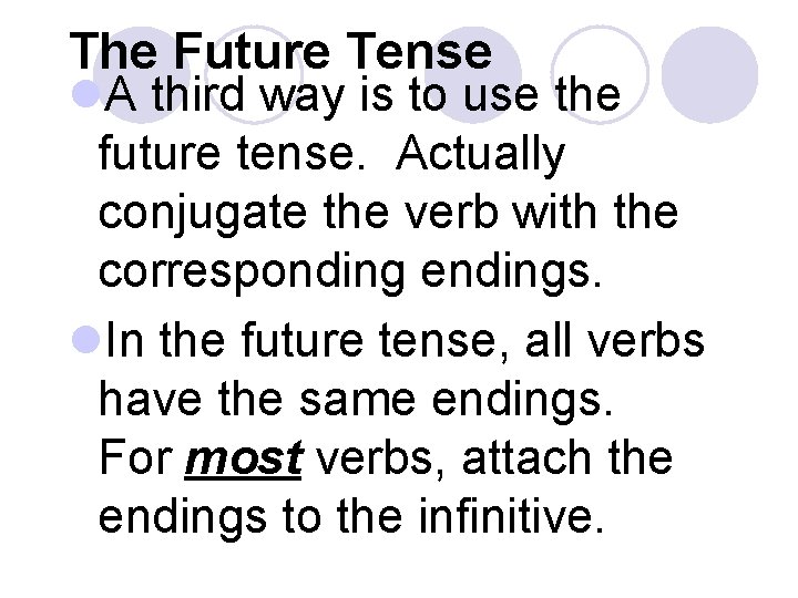 The Future Tense l. A third way is to use the future tense. Actually