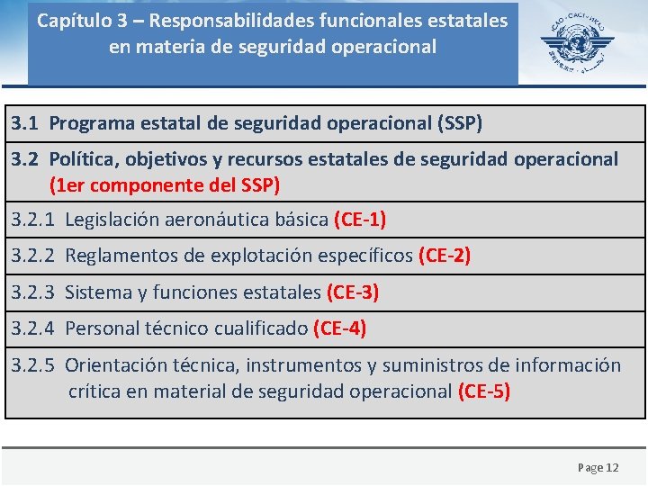 Capítulo 3 – Responsabilidades funcionales estatales en materia de seguridad operacional 3. 1 Programa