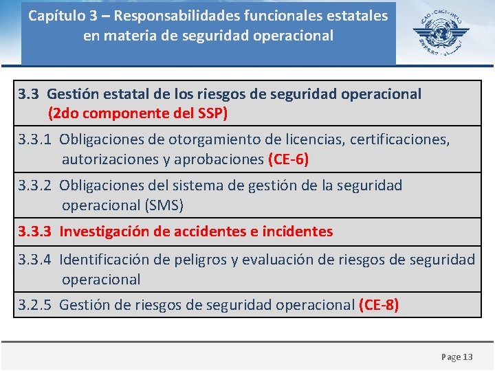 Capítulo 3 – Responsabilidades funcionales estatales en materia de seguridad operacional 3. 3 Gestión