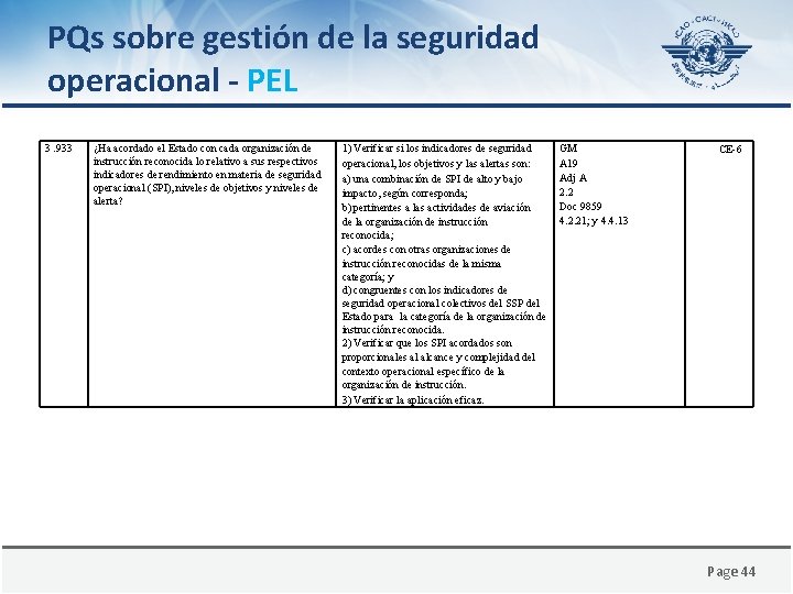 PQs sobre gestión de la seguridad operacional - PEL 3. 933 ¿Ha acordado el
