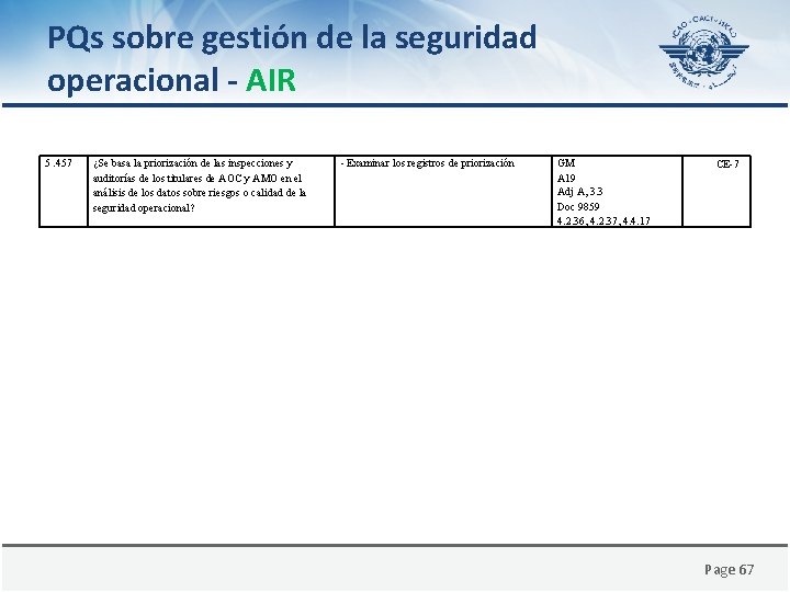 PQs sobre gestión de la seguridad operacional - AIR 5. 457 ¿Se basa la