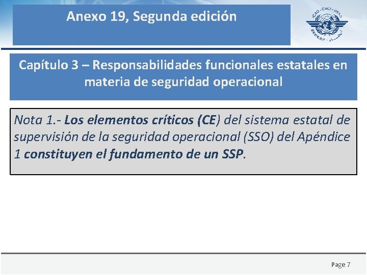 Anexo 19, Segunda edición Capítulo 3 – Responsabilidades funcionales estatales en materia de seguridad