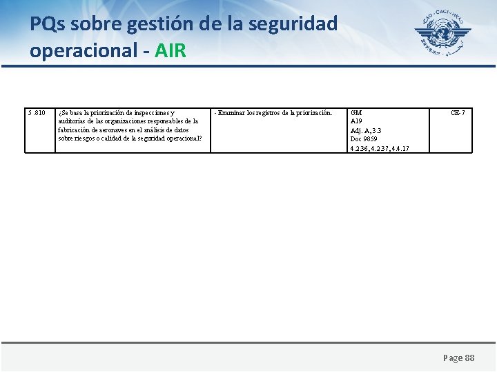 PQs sobre gestión de la seguridad operacional - AIR 5. 810 ¿Se basa la