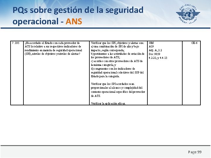 PQs sobre gestión de la seguridad operacional - ANS 7. 195 ¿Ha acordado el