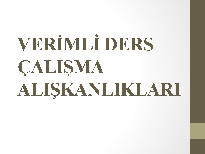 VERİMLİ DERS ÇALIŞMA ALIŞKANLIKLARI 