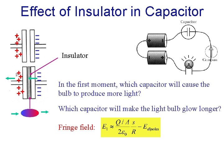 Effect of Insulator in Capacitor Insulator In the first moment, which capacitor will cause