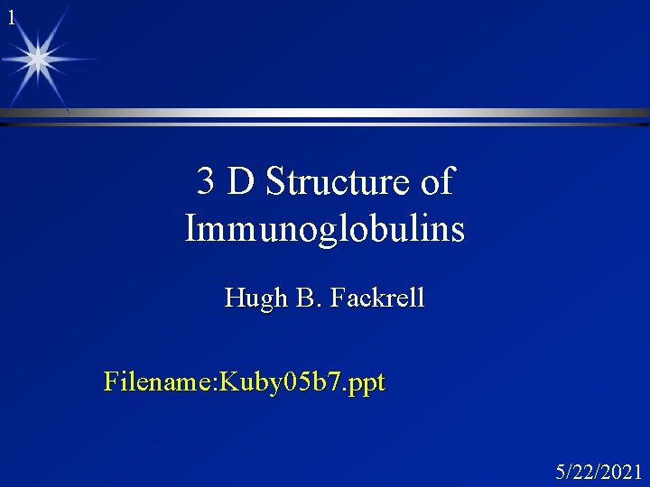 1 3 D Structure of Immunoglobulins Hugh B. Fackrell Filename: Kuby 05 b 7.