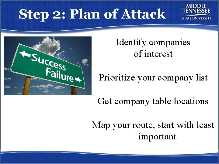 Step 2: Plan of Attack Identify companies of interest Prioritize your company list Get