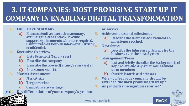 3. IT COMPANIES: MOST PROMISING START UP IT COMPANY IN ENABLING DIGITAL TRANSFORMATION 1.