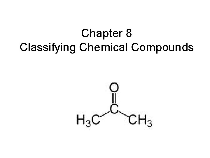 Chapter 8 Classifying Chemical Compounds 