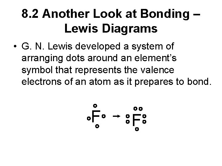8. 2 Another Look at Bonding – Lewis Diagrams • G. N. Lewis developed