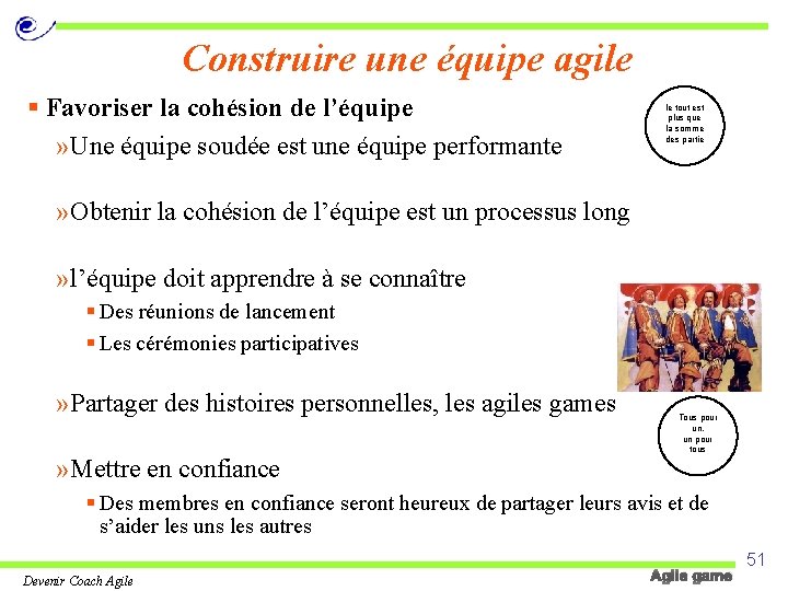 Construire une équipe agile § Favoriser la cohésion de l’équipe » Une équipe soudée