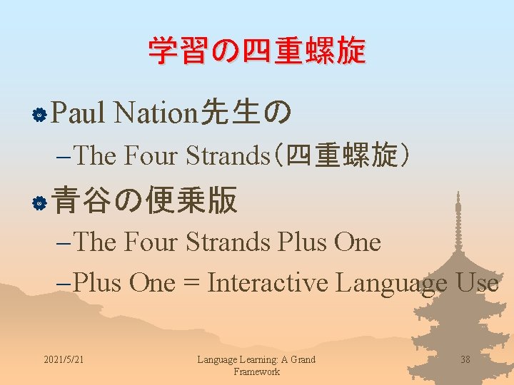 学習の四重螺旋 | Paul Nation先生の – The Four Strands（四重螺旋） | 青谷の便乗版 – The Four Strands