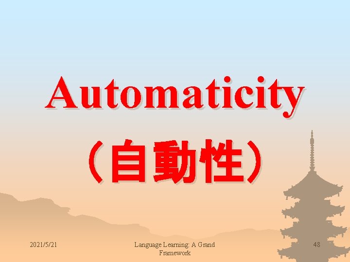 Automaticity （自動性） 2021/5/21 Language Learning: A Grand Framework 48 