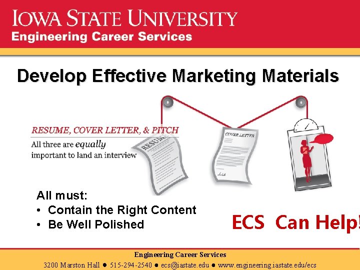 Develop Effective Marketing Materials All must: • Contain the Right Content • Be Well