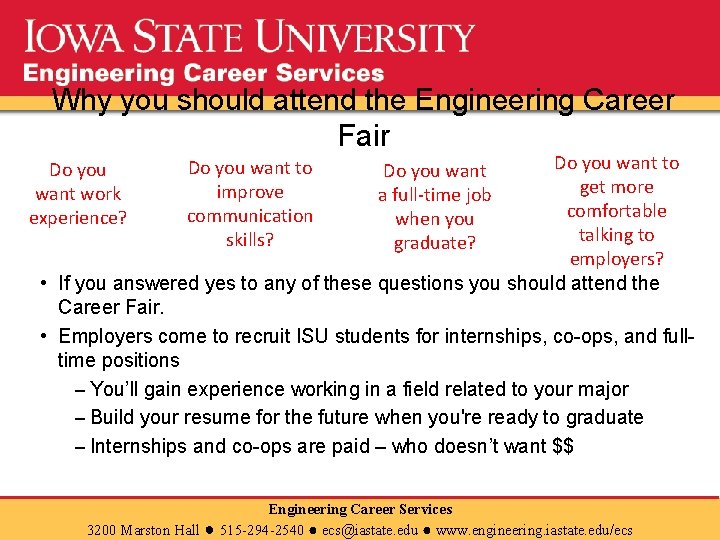 Why you should attend the Engineering Career Fair Do you want to get more