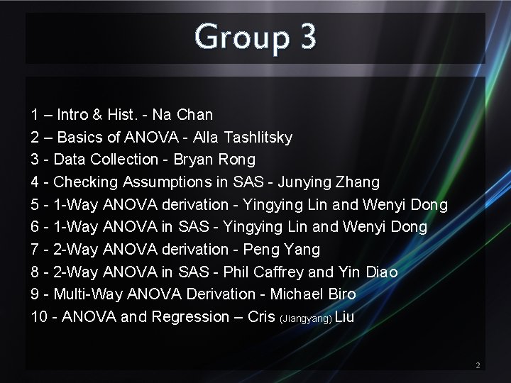 Group 3 1 – Intro & Hist. - Na Chan 2 – Basics of
