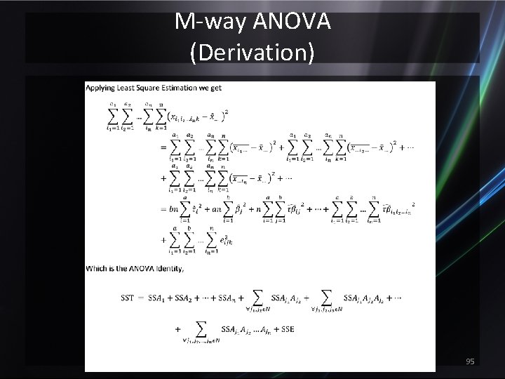 M-way ANOVA (Derivation) 95 