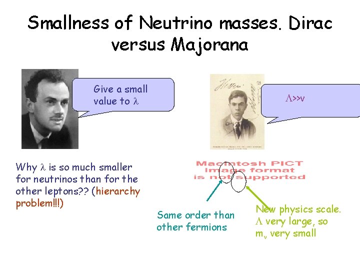 Smallness of Neutrino masses. Dirac versus Majorana Give a small value to l Why