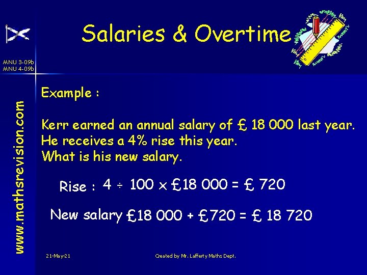 Salaries & Overtime www. mathsrevision. com MNU 3 -09 b MNU 4 -09 b