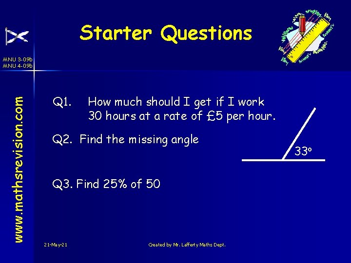 Starter Questions www. mathsrevision. com MNU 3 -09 b MNU 4 -09 b Q