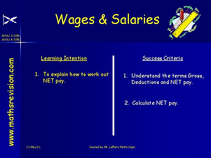 Wages & Salaries www. mathsrevision. com MNU 3 -09 b MNU 4 -09 b