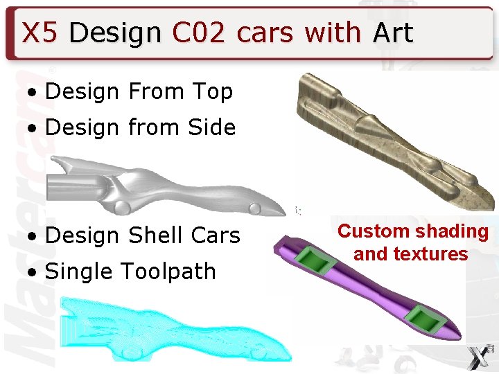 X 5 Design C 02 cars with Art • Design From Top • Design