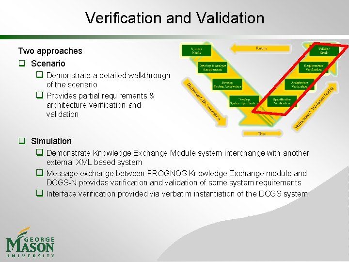 Verification and Validation Two approaches q Scenario q Demonstrate a detailed walkthrough q of