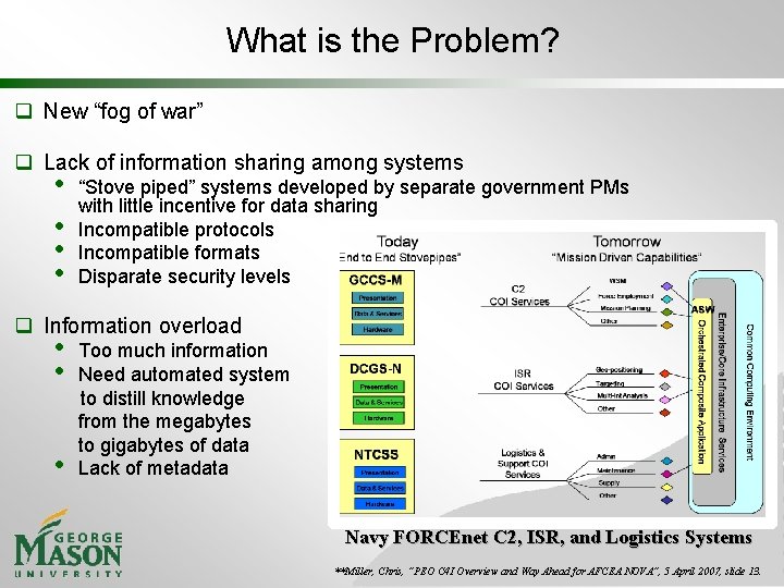 What is the Problem? q New “fog of war” q Lack of information sharing