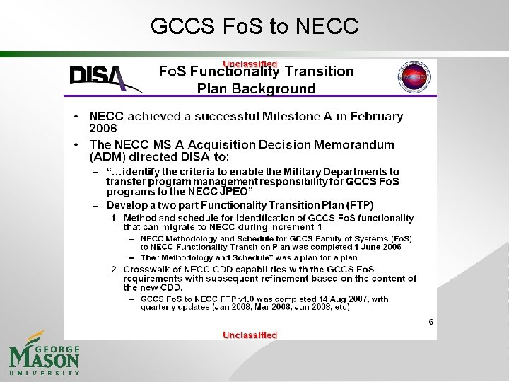 GCCS Fo. S to NECC 