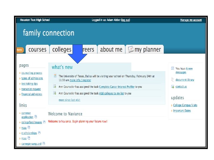 Family Connection Overview: Welcome Page 