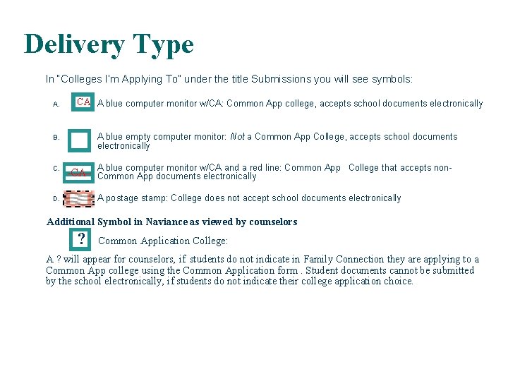 Delivery Type In “Colleges I’m Applying To” under the title Submissions you will see