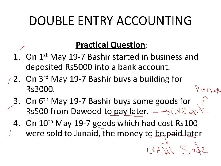 DOUBLE ENTRY ACCOUNTING 1. 2. 3. 4. Practical Question: On 1 st May 19
