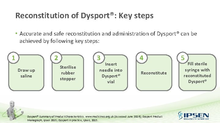 Reconstitution of Dysport®: Key steps • Accurate and safe reconstitution and administration of Dysport®