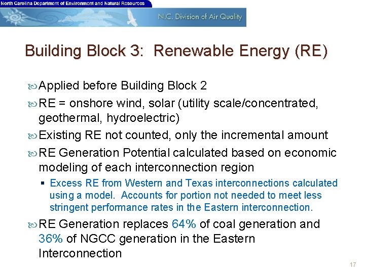 Building Block 3: Renewable Energy (RE) Applied before Building Block 2 RE = onshore