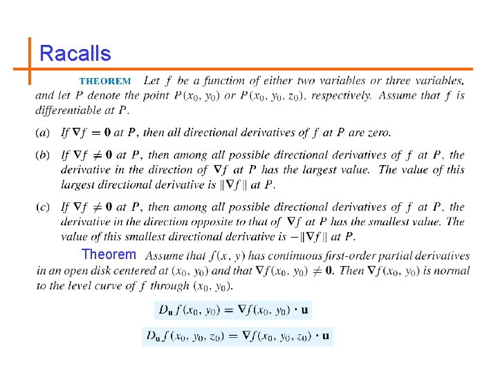 Racalls Theorem 