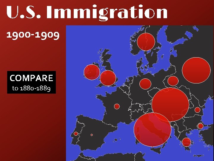U. S. Immigration 1900 -1909 COMPARE to 1880 -1889 